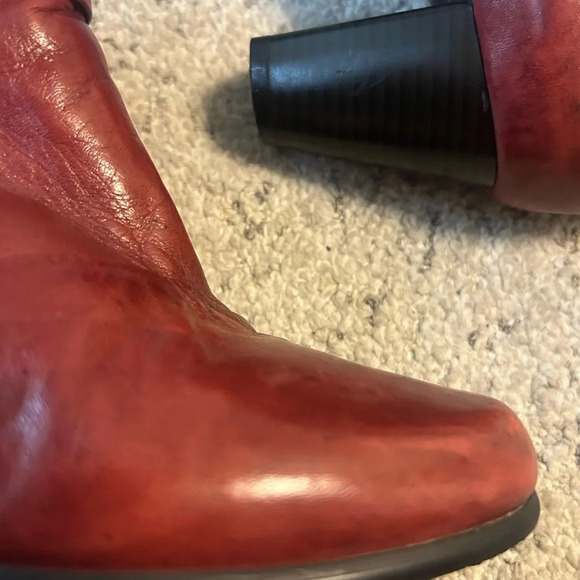 Arnold Churgin red leather ankle boots worn under 5 times mint  condition 8.5 - Picture 6 of 16